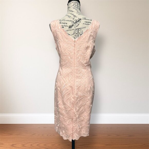 Antonio Melani Peach Embroidered Sheath Mini Dress Sleeveless Feminine Glam 12 - Picture 9 of 9